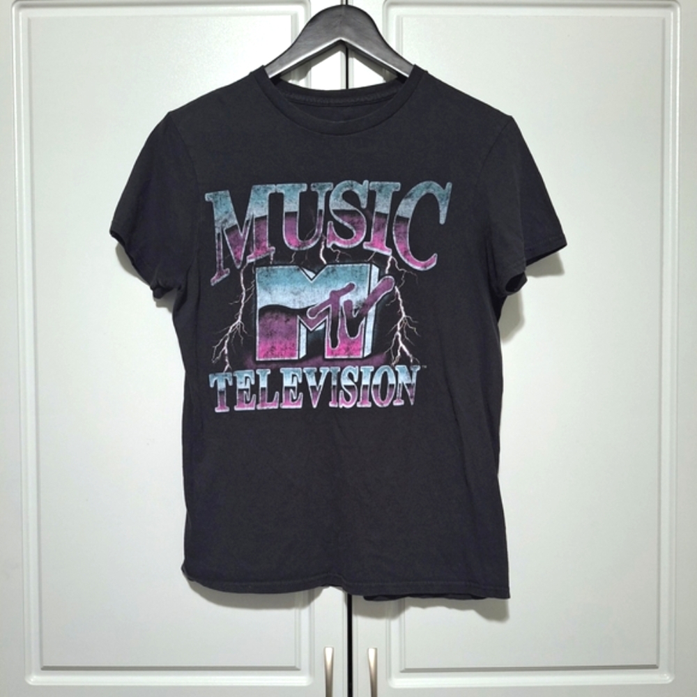 MTV Music Television Black Lightning Graphic Cotton Shortsleeve T-Shirt Unisex